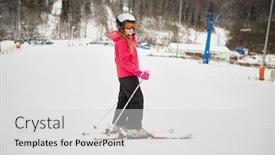  Presentation with resort - Slide set featuring teenage-girl-equipped-for-skiing background and a light gray colored foreground