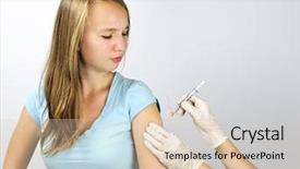  Presentation with vaccination - Audience pleasing presentation theme consisting of teenage girl getting flu shot backdrop and a lemonade colored foreground