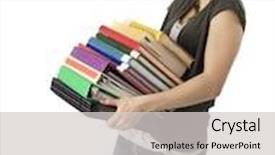  Presentation with stack books - Presentation featuring teenage girl holding large stack of books background and a light gray colored foreground