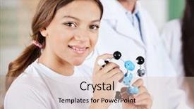  Presentation with molecular docking - Beautiful presentation theme featuring teenage girl holding molecular structure backdrop and a  colored foreground
