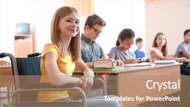 Presentation with teenage - Theme enhanced with teenage girl in wheelchair background and a coral colored foreground