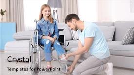  Presentation with medical healt - Cool new theme with medical healt accident children - young man taking care backdrop and a light gray colored foreground
