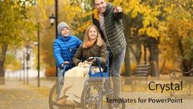  Presentation with family teens and children - PPT layouts with paralyzed - teenage girl in wheelchair background and a coral colored foreground