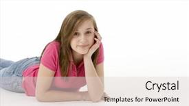  Presentation with stomach - PPT theme featuring teenage girl laying on stomach background and a lemonade colored foreground