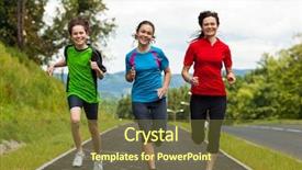  Presentation with running - Presentation design consisting of teenage girl mother - active people running background and a tawny brown colored foreground