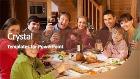  Presentation with alpine - PPT theme featuring teenage girl mother - two familes enjoying meal background and a tawny brown colored foreground