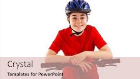  Presentation with teenage girl - PPT theme featuring teenage-girl-on-bike-isolated background and a soft green colored foreground