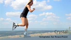  Presentation with roller skating - Slides consisting of skates at summer inline skating background and a light blue colored foreground