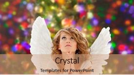  Presentation with christmas angel - Audience pleasing slide set consisting of teenage girl or young woman backdrop and a coral colored foreground