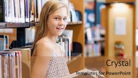  Presentation with girl teens - Colorful presentation theme enhanced with teenage girl picking a book backdrop and a  colored foreground