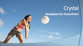  Presentation with teenage girl - Cool new presentation theme with teenage girl playing beach volleyball backdrop and a teal colored foreground