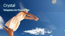  Presentation with beach volleyball - Colorful slides enhanced with teenage girl playing beach volleyball backdrop and a ocean colored foreground