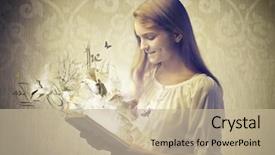  Presentation with girl reading - Cool new slides with teenage girl reading a book backdrop and a mint green colored foreground