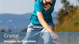  Presentation with white pigeon against the blue - PPT theme featuring teenage-girl-rollerblading-against-blue background and a teal colored foreground