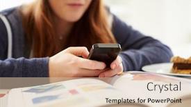  Presentation with text message - Beautiful slides featuring teenage-girl-sending-text-message backdrop and a lemonade colored foreground