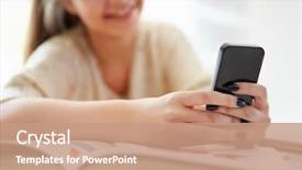  Presentation with text message - Audience pleasing theme consisting of teenage girl sending text message whilst studying on laptop backdrop and a coral colored foreground