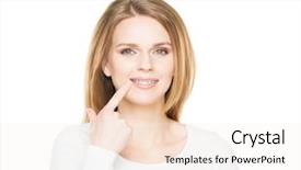  Presentation with smiling little girl - Beautiful PPT layouts featuring teenage girl smiling in dental backdrop and a sky blue colored foreground