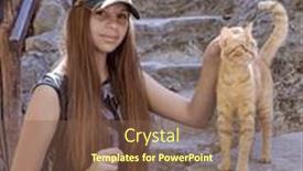  Presentation with greek - Presentation design consisting of teenage-girl-stroking-beautiful-cat background and a violet colored foreground