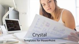  Presentation with middle school teens leisure activities - Slide set enhanced with teenage girl studing for school background and a light gray colored foreground