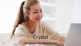  Presentation with home schoolng teens - Colorful presentation theme enhanced with teenage girl studying on laptop backdrop and a coral colored foreground