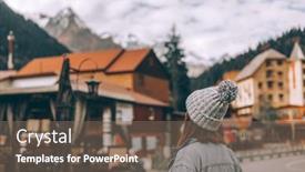  Presentation with teenage girl - Presentation theme with teenage-girl-traveler-standing background and a violet colored foreground