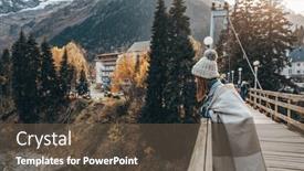  Presentation with winter river - Amazing presentation theme having teenage-girl-traveler-wrapped backdrop and a tawny brown colored foreground