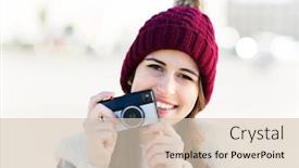  Presentation with teenage girl - Colorful theme enhanced with teenage-girl-using-vintage-camera backdrop and a lemonade colored foreground