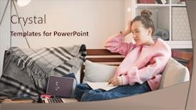  Presentation with distance learning - PPT theme having teenage-girl-watch-an-online background and a lemonade colored foreground