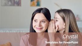  Presentation with privacy - Amazing presentation theme having teenage-girl-whispering-gossips backdrop and a coral colored foreground