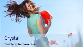  Presentation with teenage girl - Slides with teenage girl with a heart background and a  colored foreground