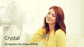  Presentation with teenage girl - Cool new slides with teenage girl with big fan backdrop and a blonde colored foreground