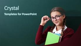  Presentation with teenage girl - Audience pleasing slides consisting of teenage girl with books standing backdrop and a ocean colored foreground