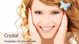  Presentation with butterflies - PPT layouts enhanced with teenage girl with butterflies background and a  colored foreground