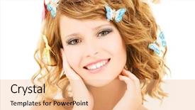  Presentation with teenage girl - Slides featuring teenage girl with butterflies background and a  colored foreground