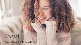  Presentation with curly hair - Audience pleasing theme consisting of teenage girl with curly hair backdrop and a soft green colored foreground