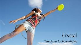  Presentation with frisbee - Theme enhanced with teenage girl with frisbee background and a light blue colored foreground
