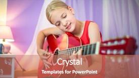  Presentation with teenage love - PPT layouts enhanced with vintage 60 s - teenage girl with her guitar background and a coral colored foreground