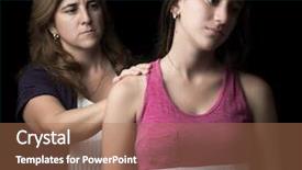  Presentation with sad girl - Presentation design with teenage girl with her mother background and a coral colored foreground