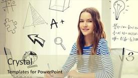  Presentation with education through technology - Audience pleasing PPT layouts consisting of teenage girl with laptop computer backdrop and a  colored foreground