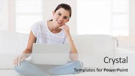  Presentation with teenage girl - Audience pleasing theme consisting of teenage girl with laptop computer backdrop and a  colored foreground