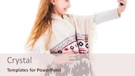  Presentation with long hair - Colorful presentation design enhanced with teenage-girl-with-long-hair backdrop and a lemonade colored foreground