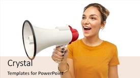  Presentation with feminism - Audience pleasing presentation consisting of teenage girl with megaphone backdrop and a gold colored foreground
