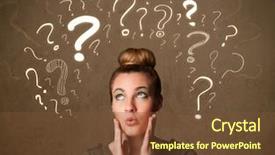  Presentation with swot analysis question mark word - Amazing presentation theme having teenage girl with question mark backdrop and a tawny brown colored foreground