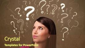  Presentation with swot analysis question mark word - Audience pleasing presentation design consisting of teenage girl with question mark backdrop and a tawny brown colored foreground