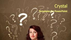  Presentation with teenage girl - Presentation design with teenage girl with question mark background and a tawny brown colored foreground
