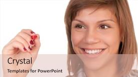  Presentation with girl in red dress - Audience pleasing presentation consisting of teenage girl with red backdrop and a lemonade colored foreground