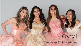  Presentation with teenage - Theme enhanced with teenage girls at their quinceanera background and a coral colored foreground