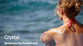  Presentation with sun rise back ground - Audience pleasing PPT theme consisting of teenage girls back with sunburn backdrop and a seafoam green colored foreground