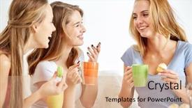 Presentation with tea party - Presentation theme featuring teenage girls drinking chatting tea background and a coral colored foreground
