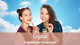  Presentation with sky blue - Slide set enhanced with teenage girls drinking milk shake background and a  colored foreground
